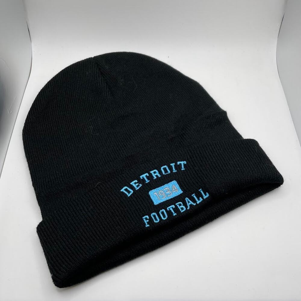 NFL Detroit Lions Embroidered Black Winter Stocking Hat OS